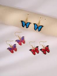 Fluttering Colors: Alloy Butterfly Shaped Set of 5 Multicolour Studs