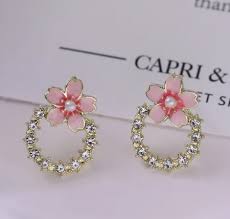 Petals in Bloom: Alloy Fashion Pink Flower Shaped Studs