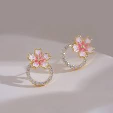 Petals in Bloom: Alloy Fashion Pink Flower Shaped Studs