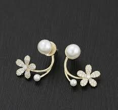 K-Delight: Alloy Korean Cat Eye Petal Flower Earrings