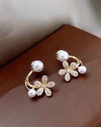 K-Delight: Alloy Korean Cat Eye Petal Flower Earrings