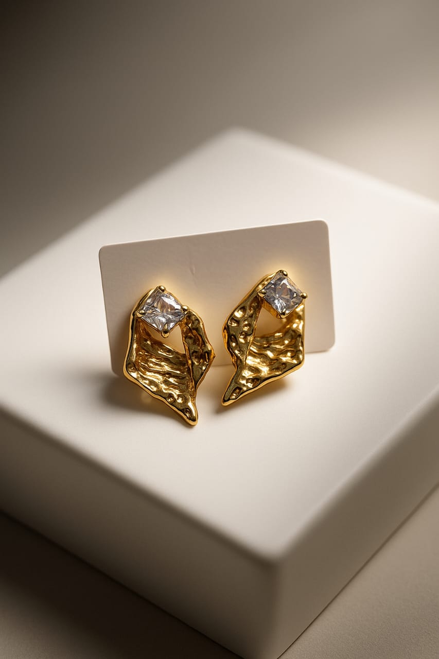 Gold-Plated Abstract Earrings
