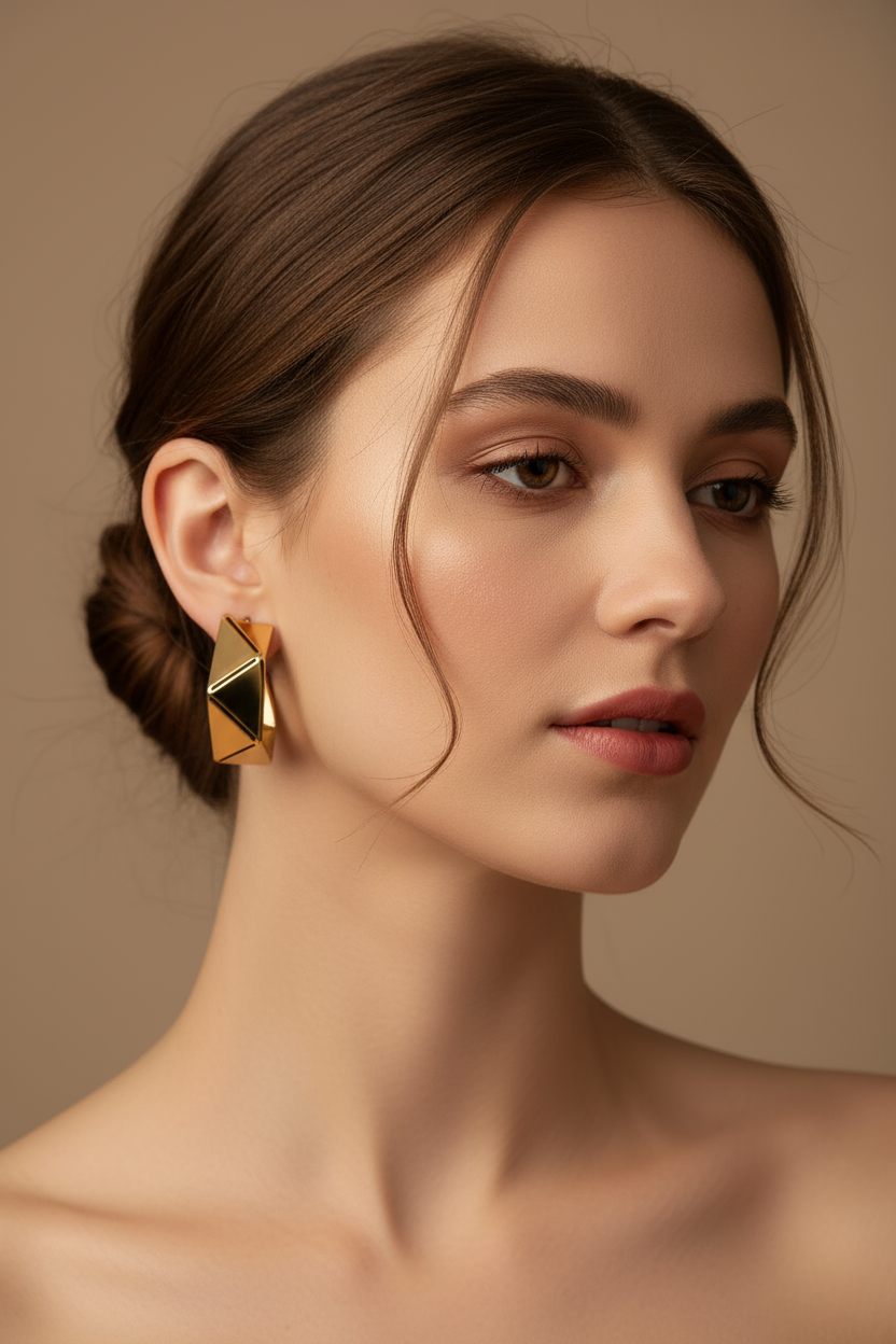 Geometric Gold Hoop Earrings