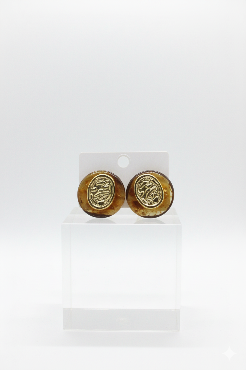 Vintage Gold Coin Cameo Earrings