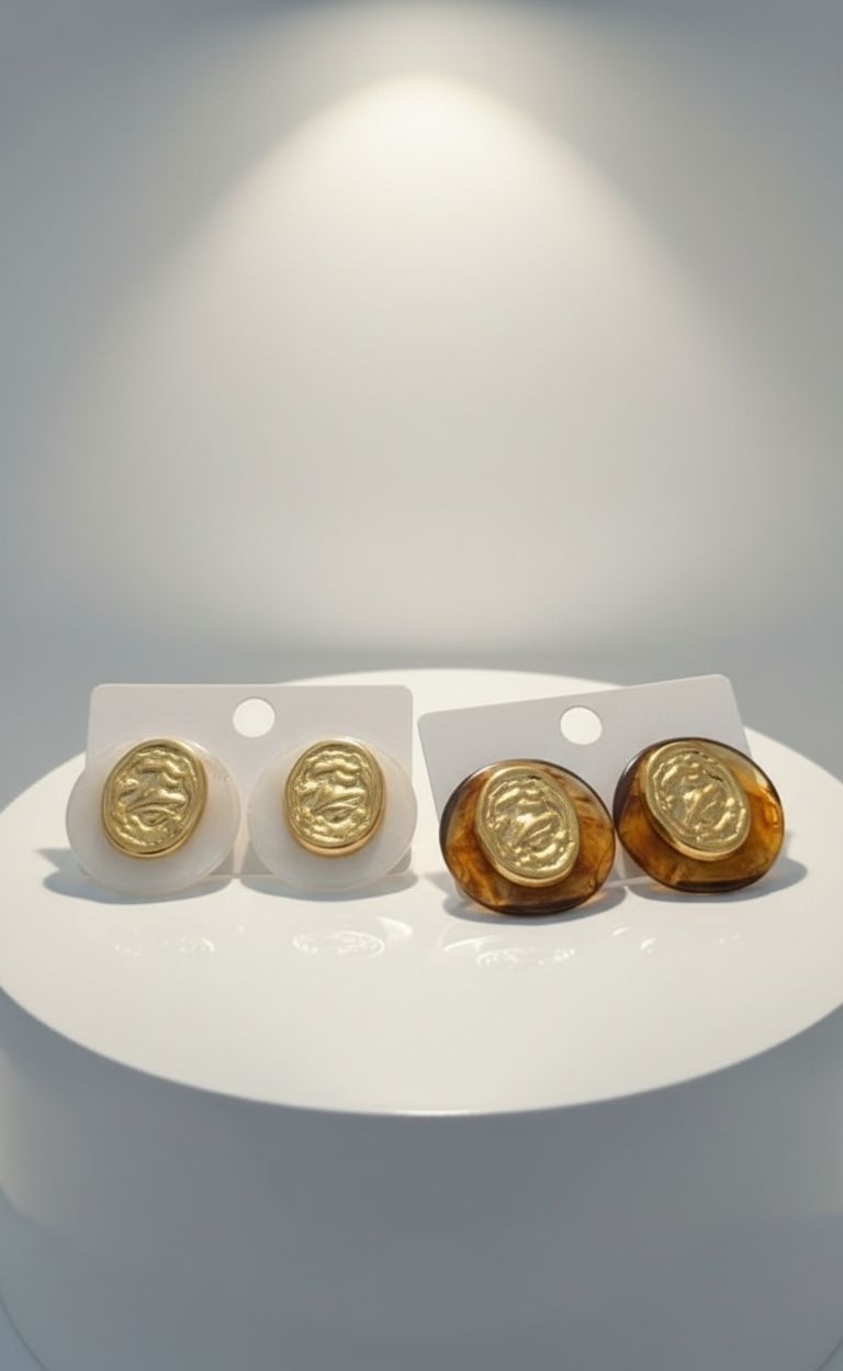 Vintage Gold Coin Cameo Earrings