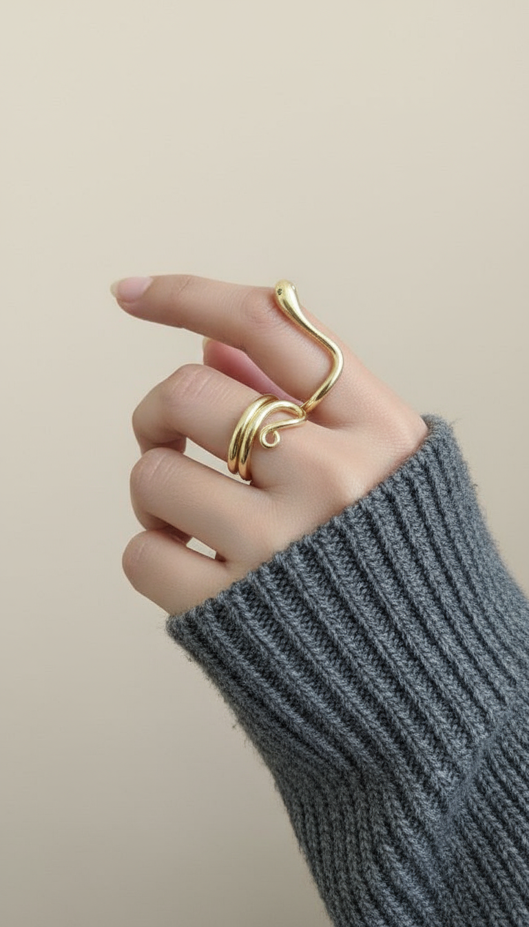 Gold Wave Statement Ring