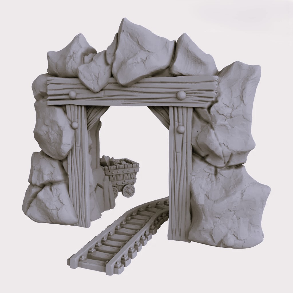 Dwarven Mine Entrance Track & Cart