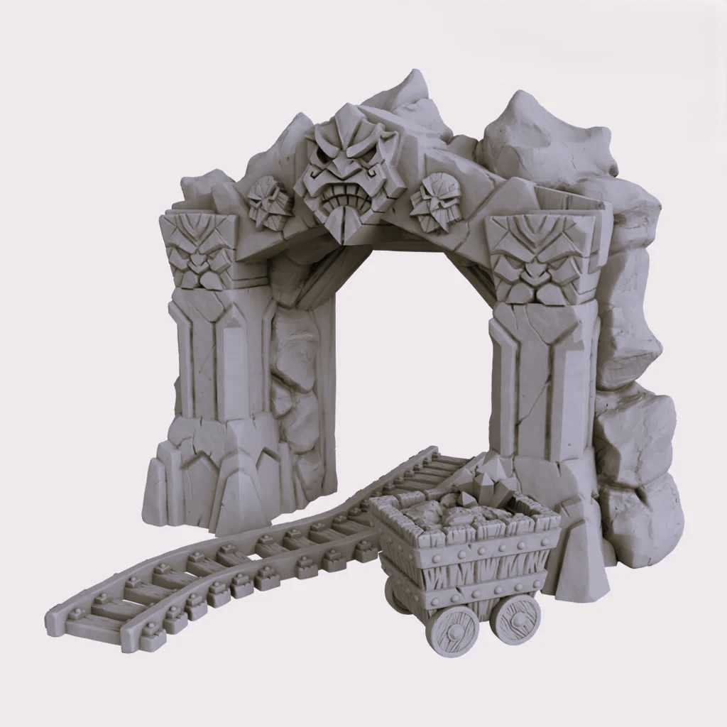 Dwarven Mine Entrance Track & Cart