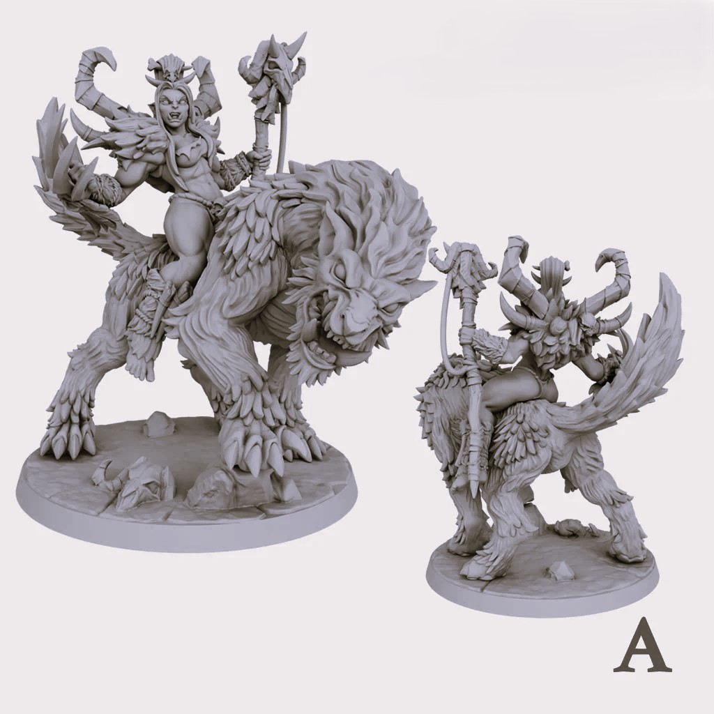 Grunda the Orc Shaman Mounted on Gorefang