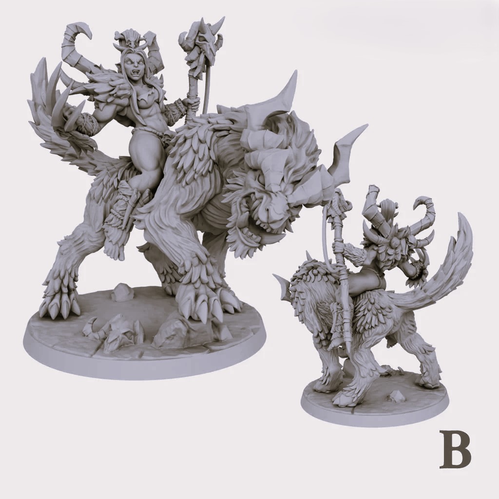 Grunda the Orc Shaman Mounted on Gorefang