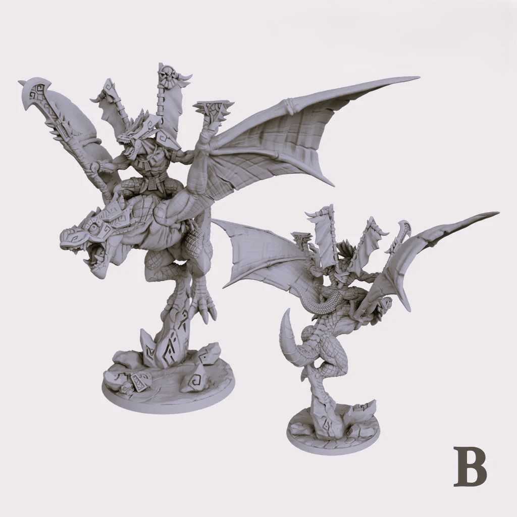 Lizardman Prince Mounted on Skyripper Raptor