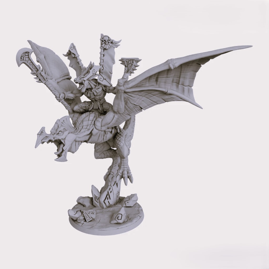 Lizardman Prince Mounted on Skyripper Raptor