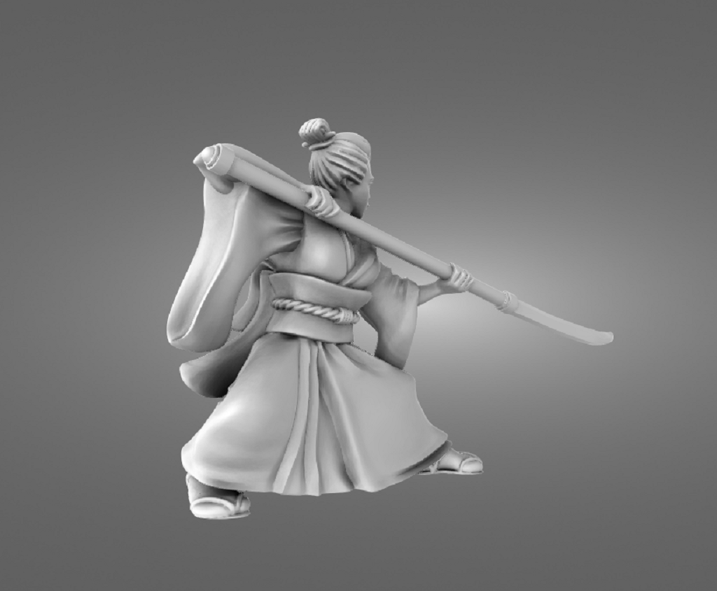 Onna-bugeisha Warrior in Fighting Stance