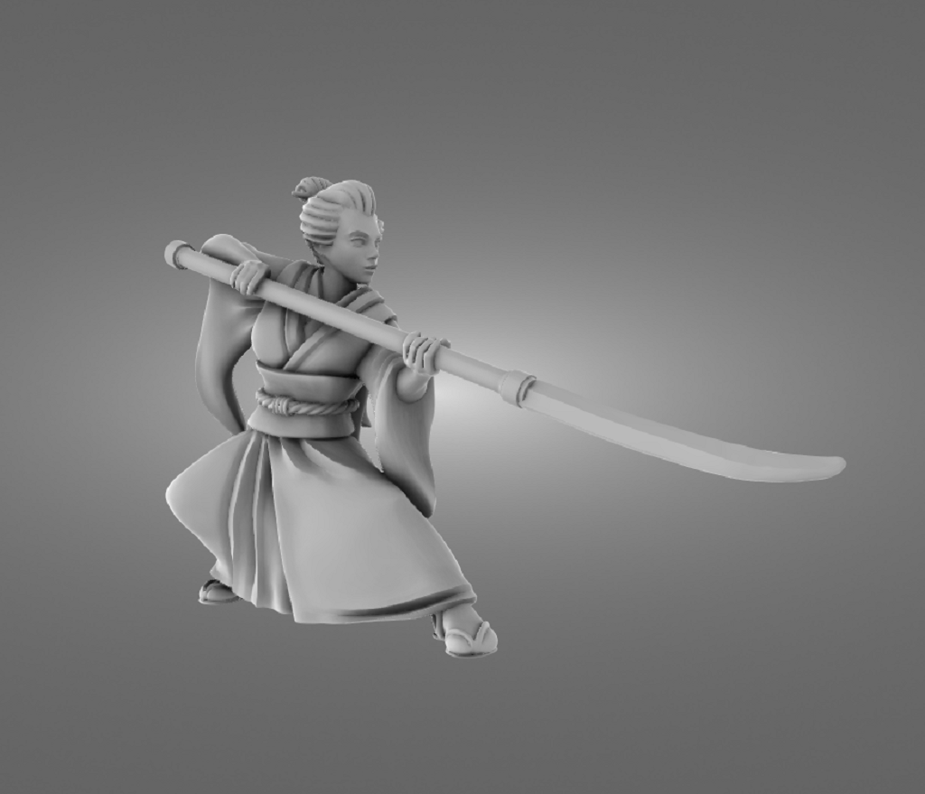 Onna-bugeisha Warrior in Fighting Stance