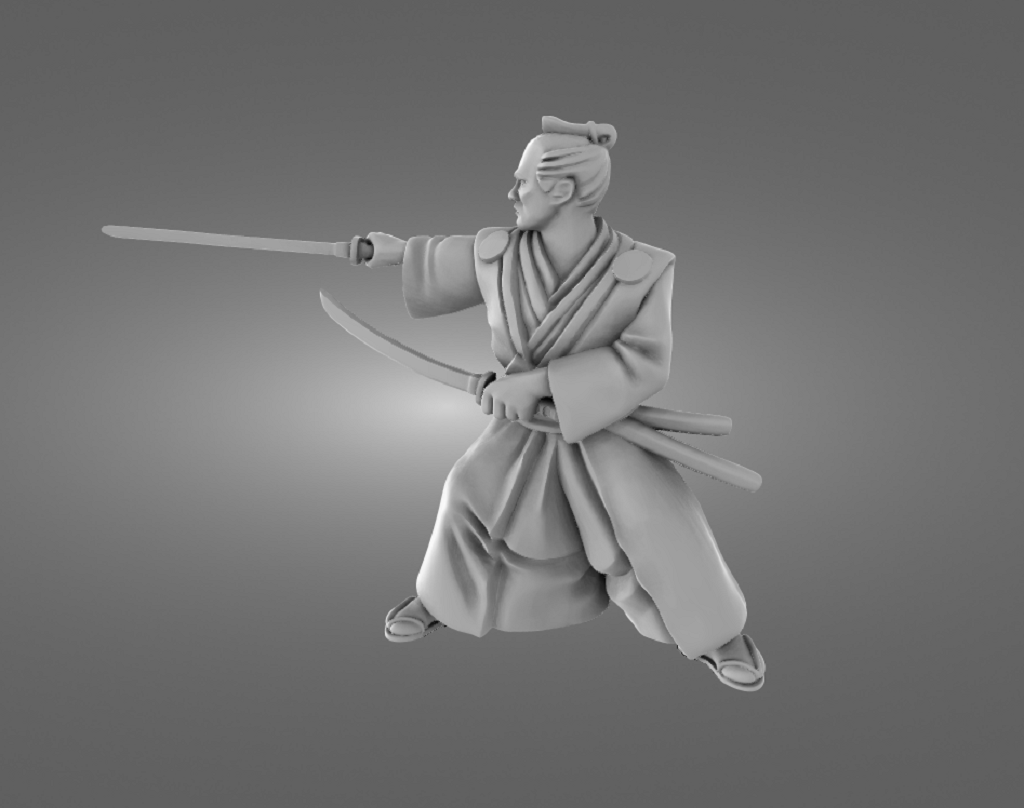 Miyamoto Musashi Wielding Dual Bokken