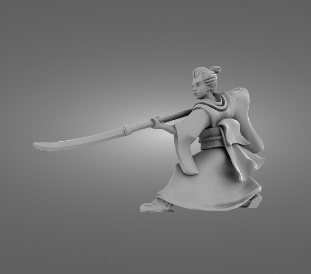 Onna-bugeisha Warrior in Fighting Stance