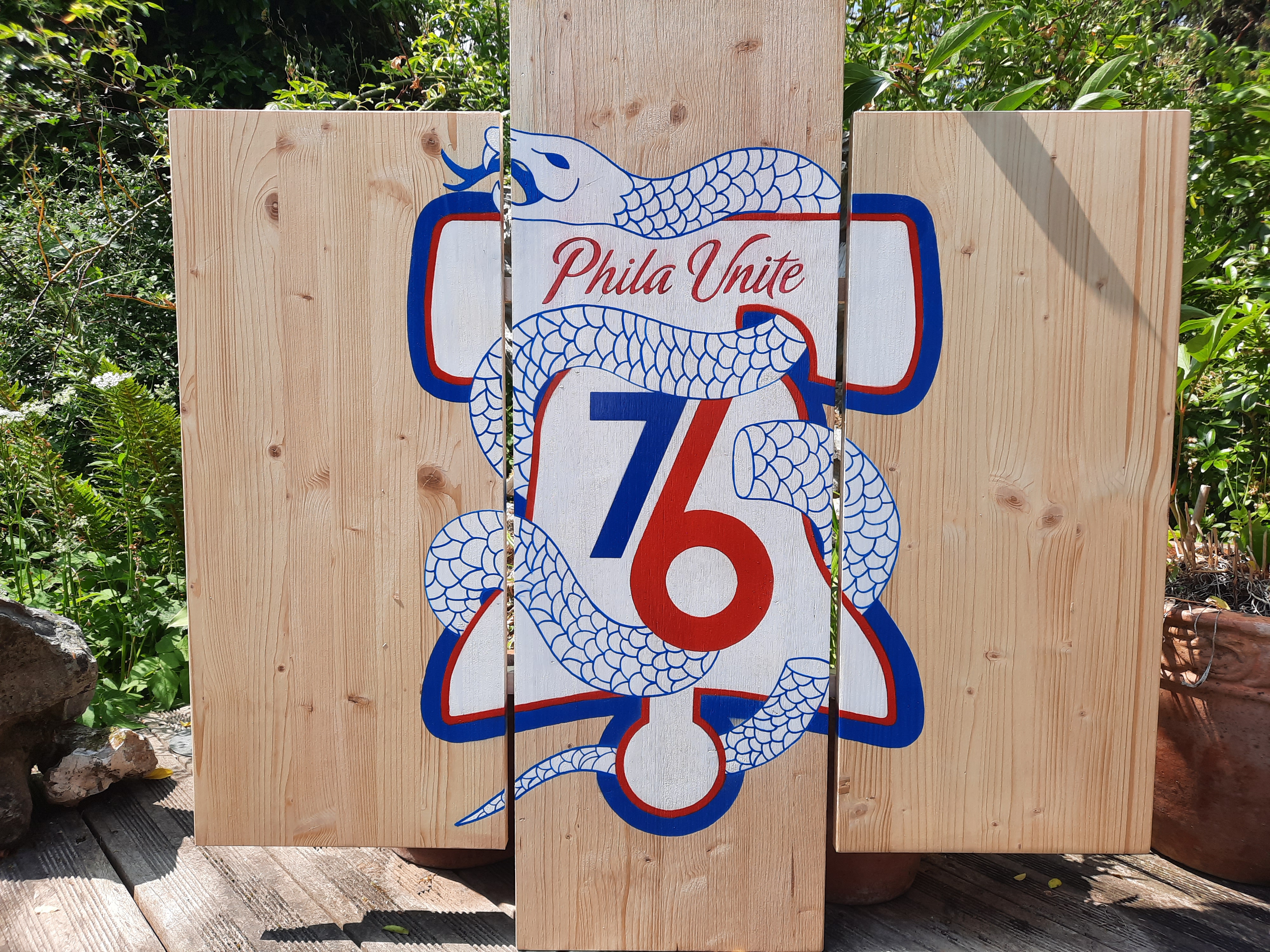 Panneau City Edition  'Phila Unite' des Sixers de Philadelphie