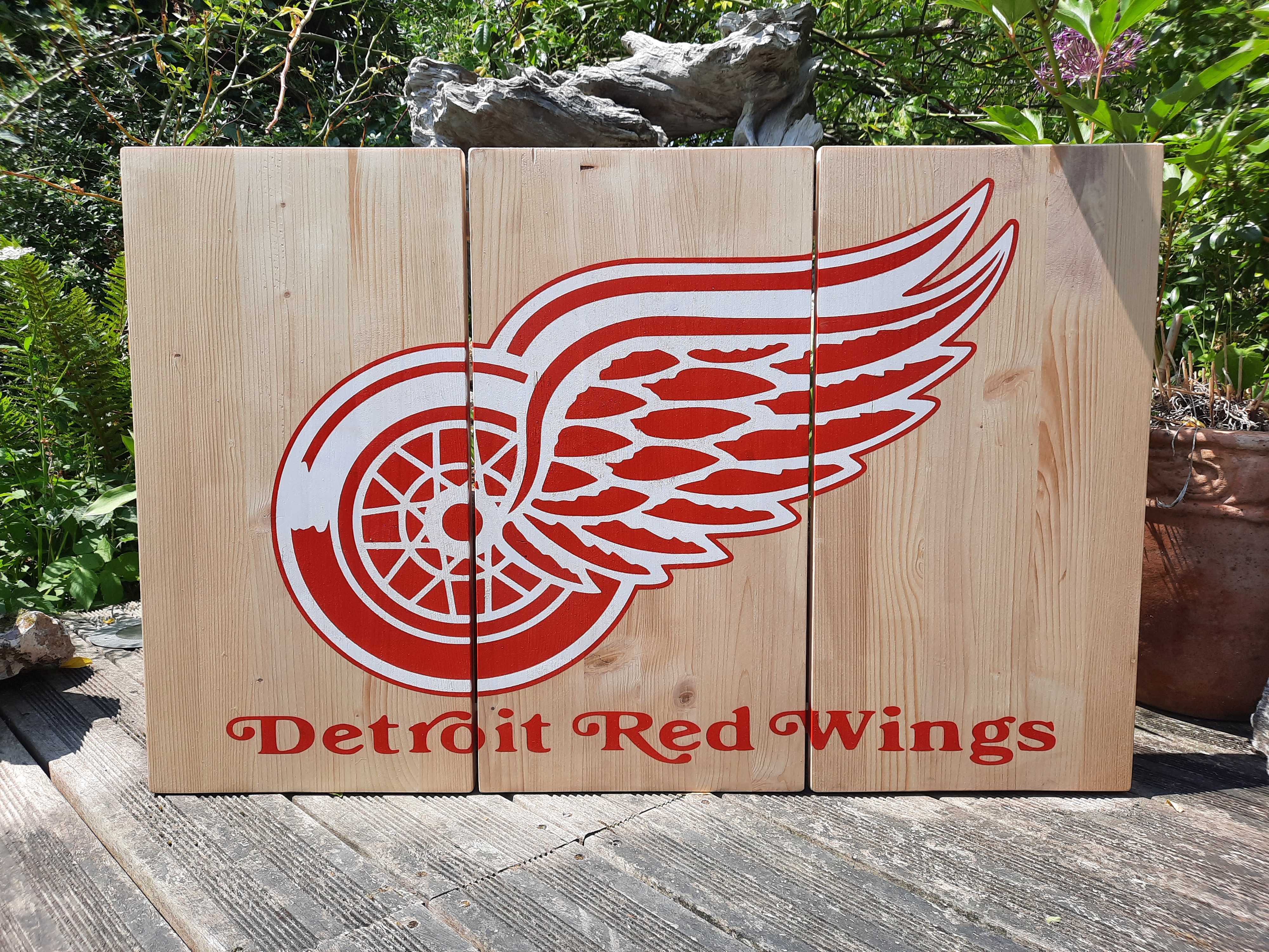 Panneau en bois des Detroit Red Wings
