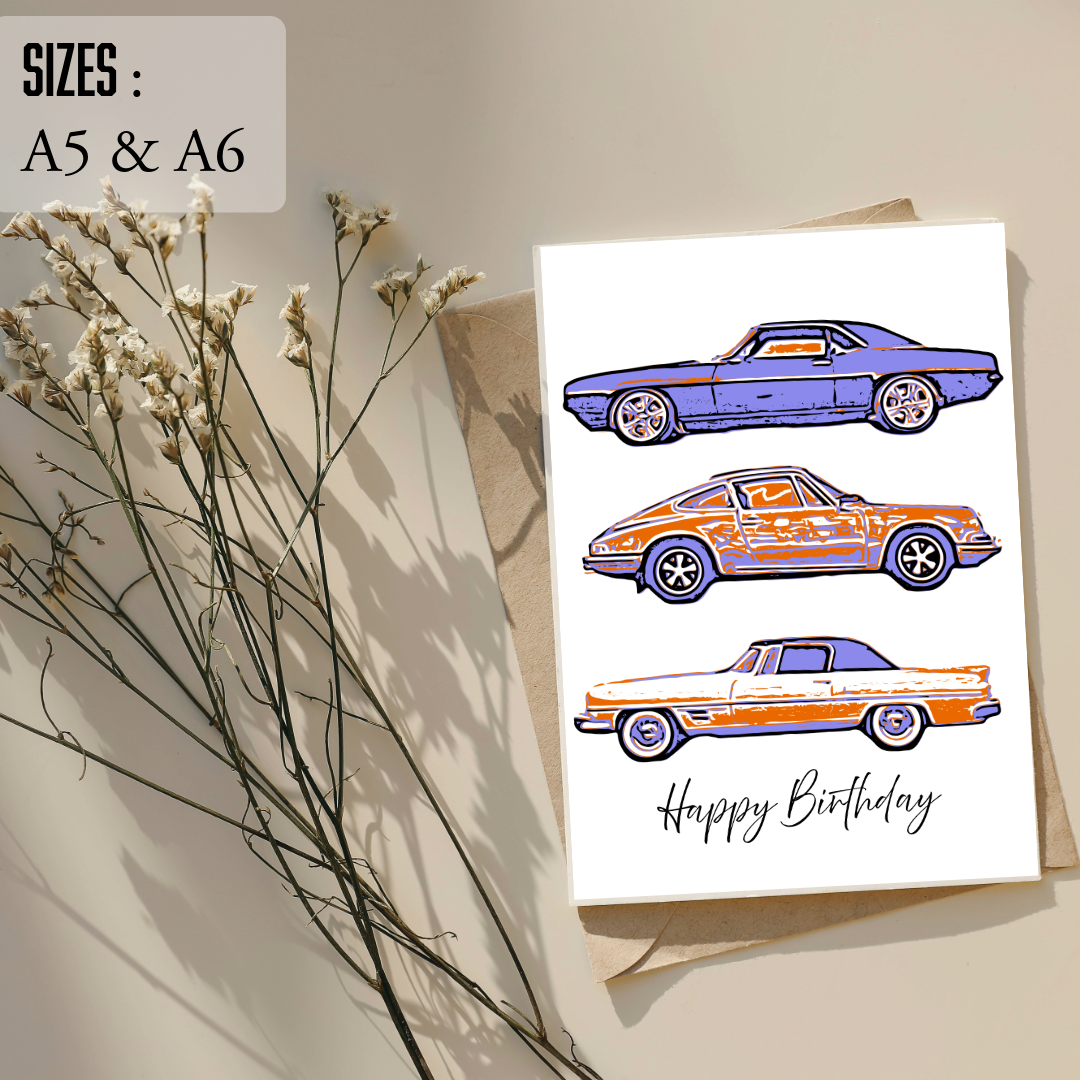 Classic Cars ; Birthday Card