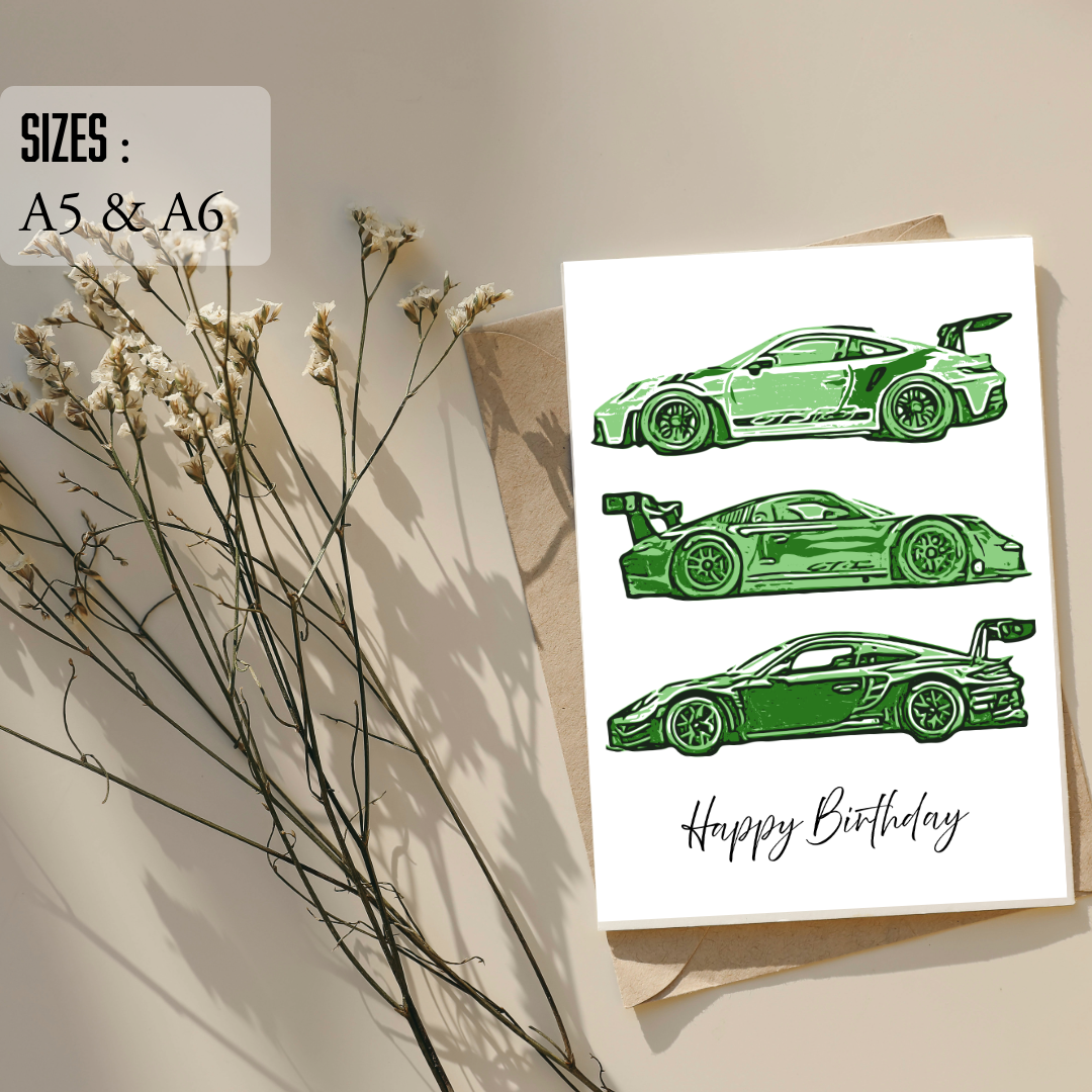 Sport Cars ; Birthday Card