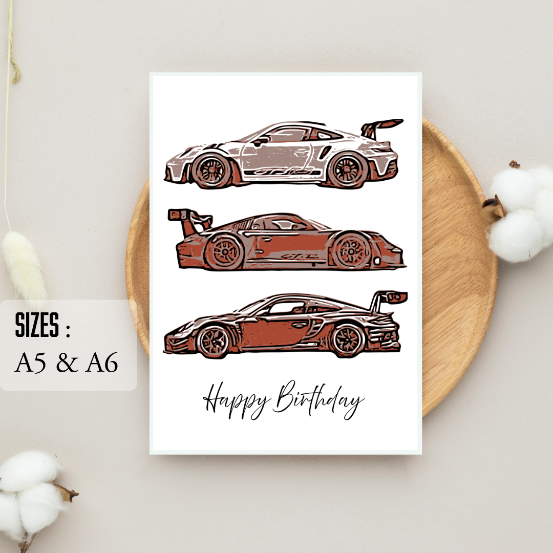 Sport Cars ; Birthday Card 