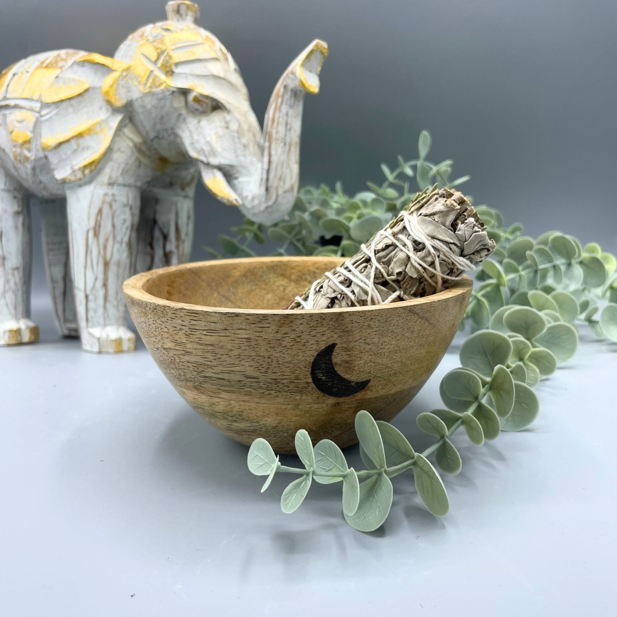 Three Moons Wooden Smudge Bowl