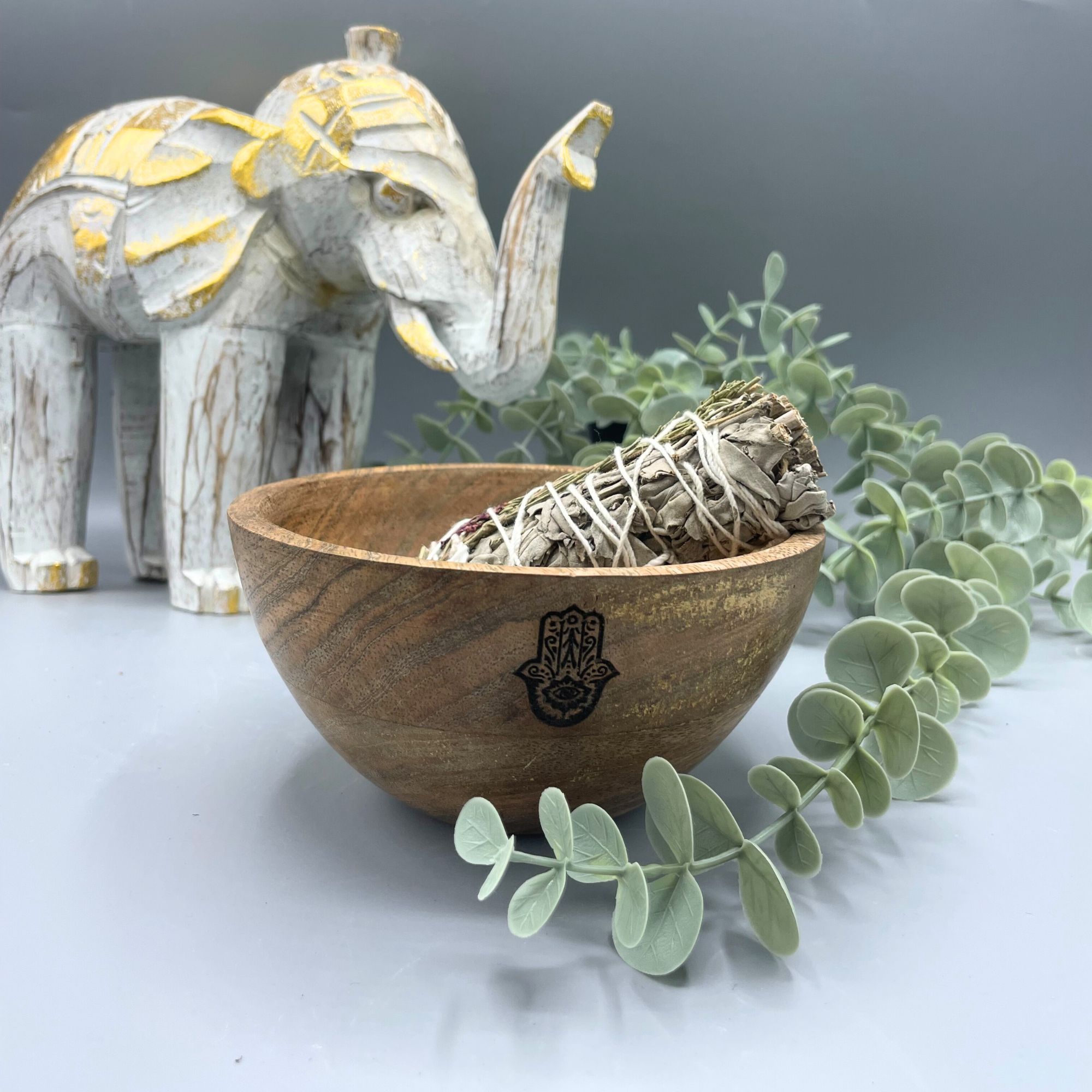 Hamsa Wooden Smudge Bowl