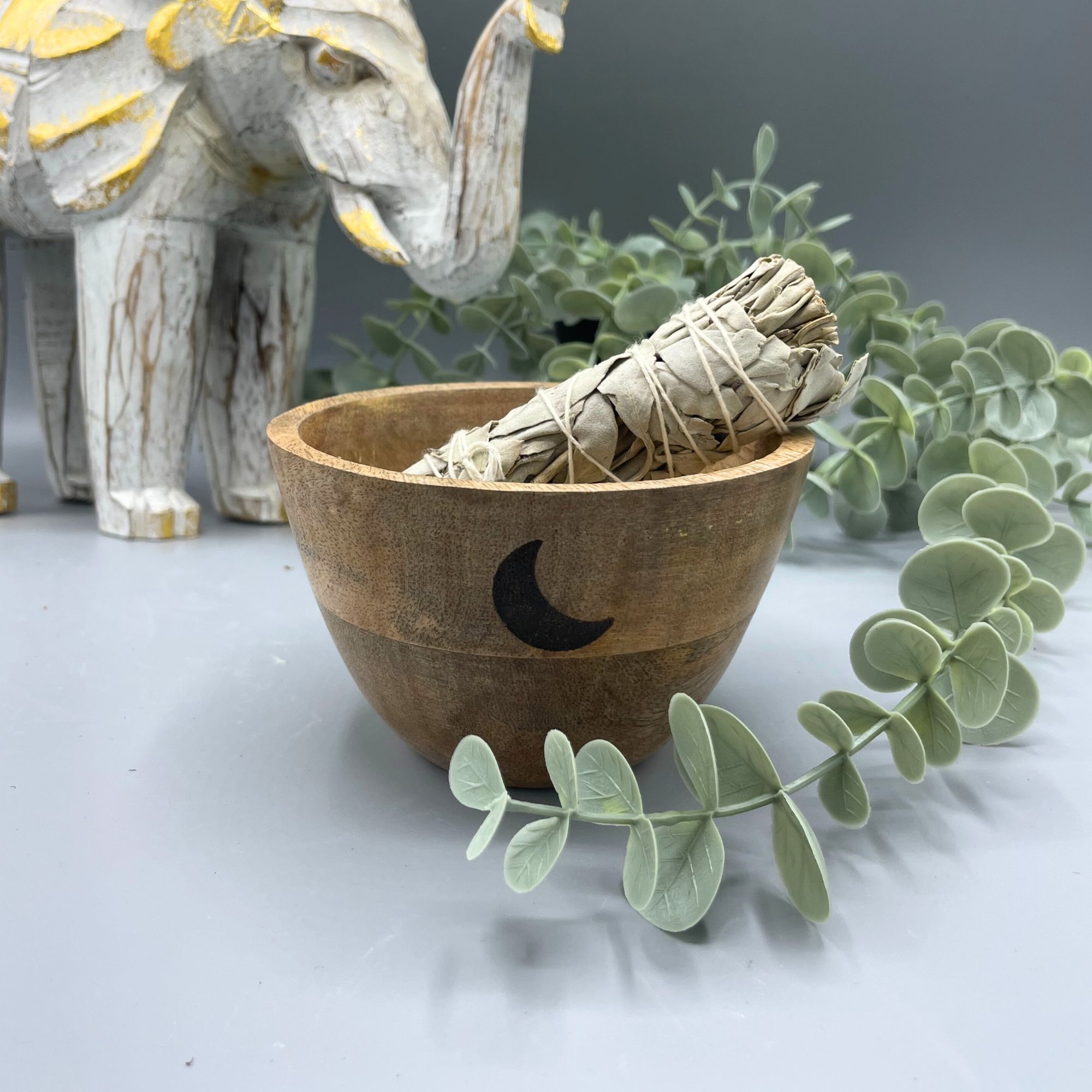 Three Moons Wooden Smudge Bowl 