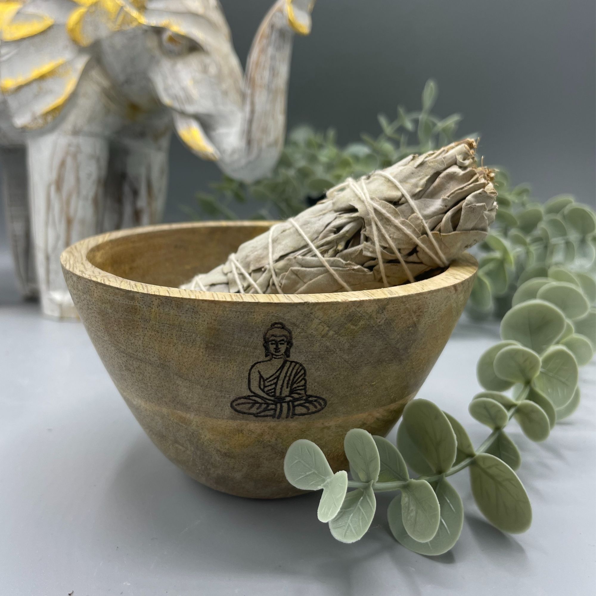 Hamsa Wooden Smudge Bowl 