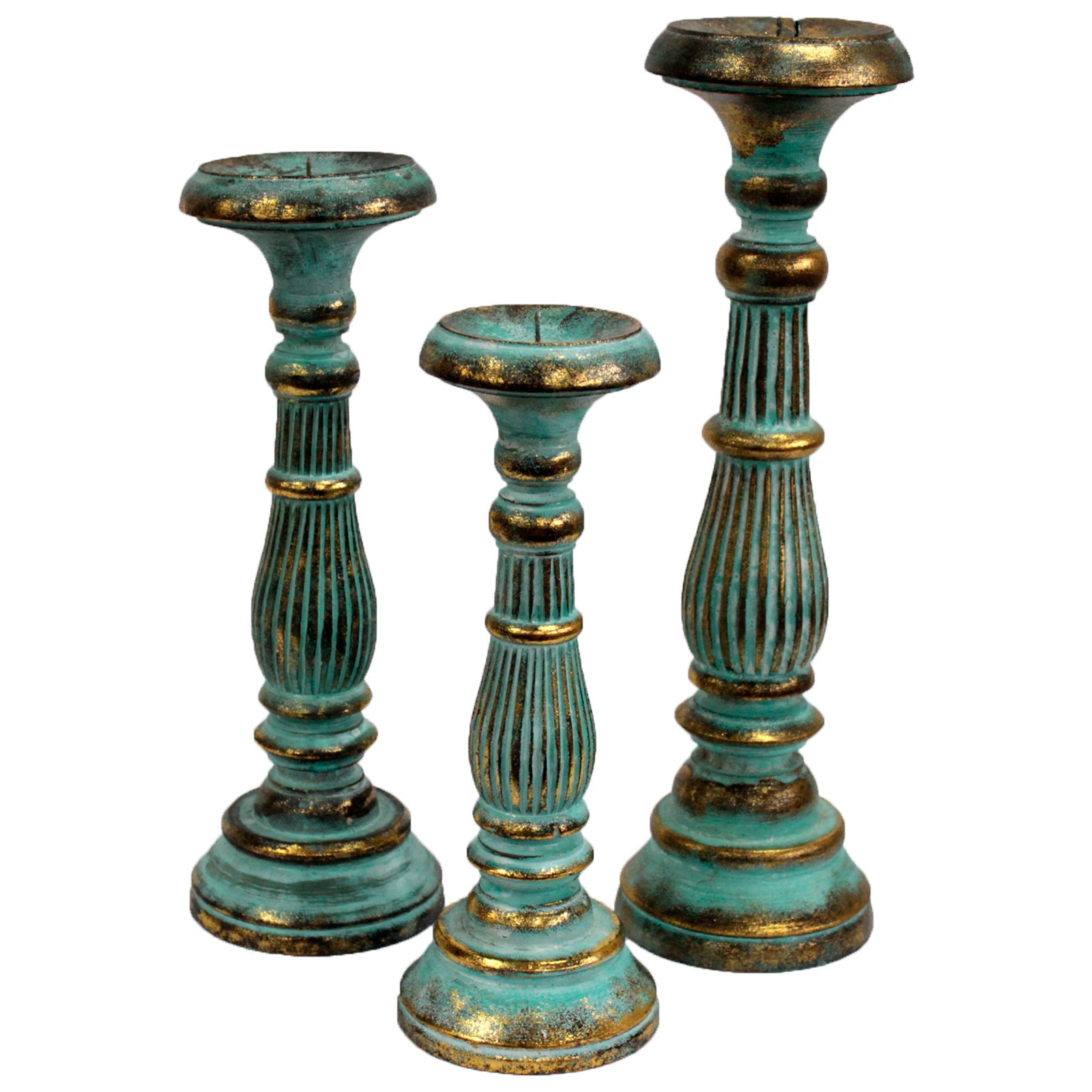 Gold and Teal Vintage Candle Holder