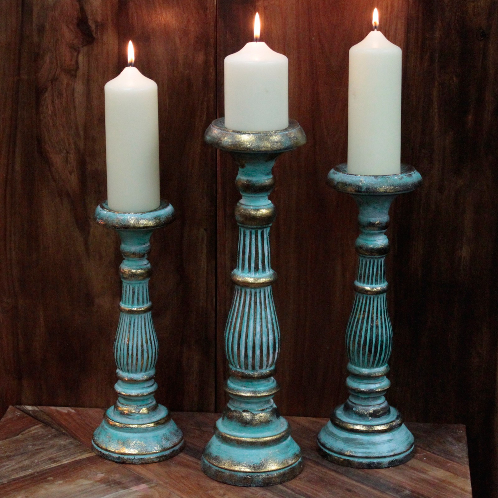 Gold and Teal Vintage Candle Holder
