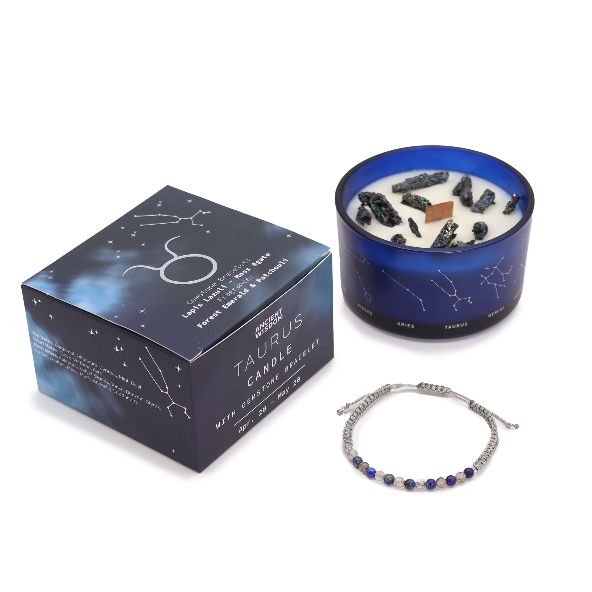 Zodiac Taurus Crystal Candle 320g