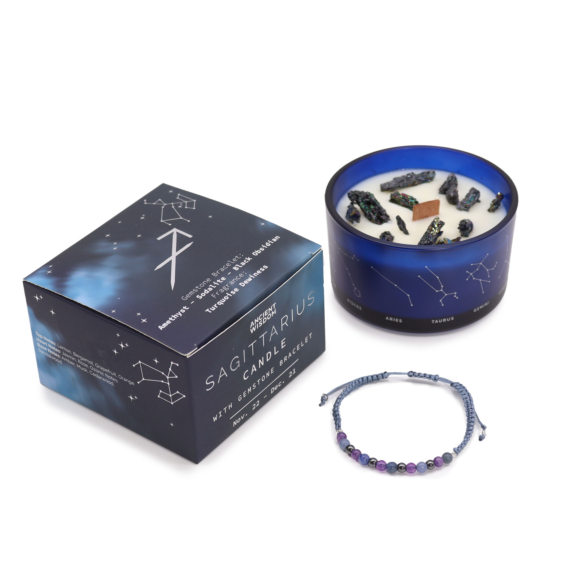Zodiac Sagittarius Crystal Candle 320g