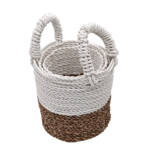 Natural White Seagrass Basket Set Of 3