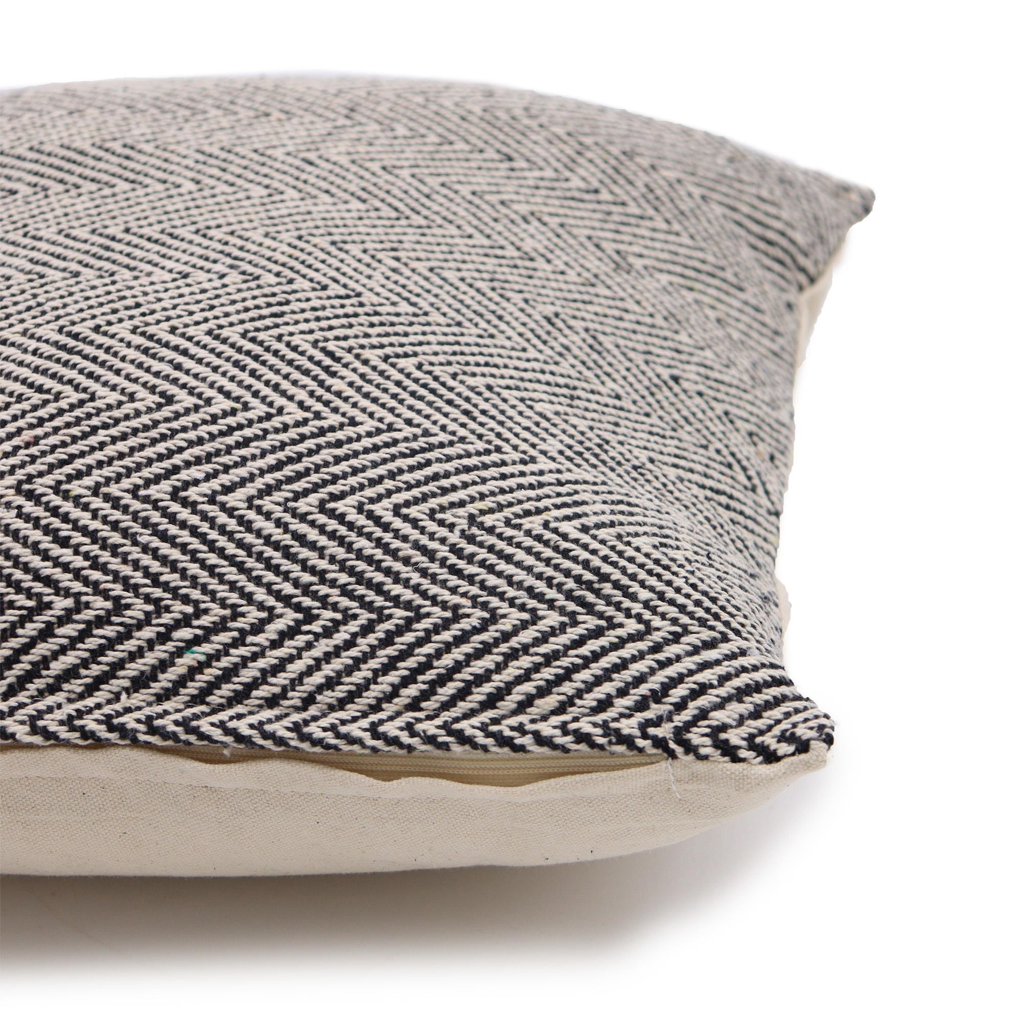 Grey Herringbone Cotton Cushion Cover