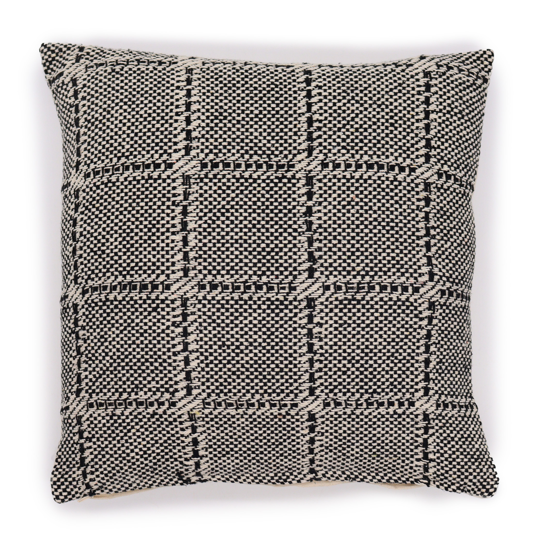 Black and White Woven Checkered Cushion Cover