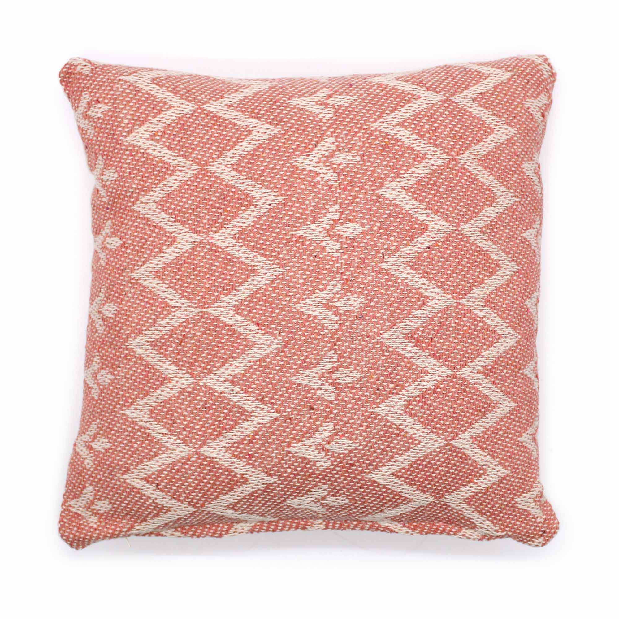Pink and White Geometric Pattern Cushion Cover
