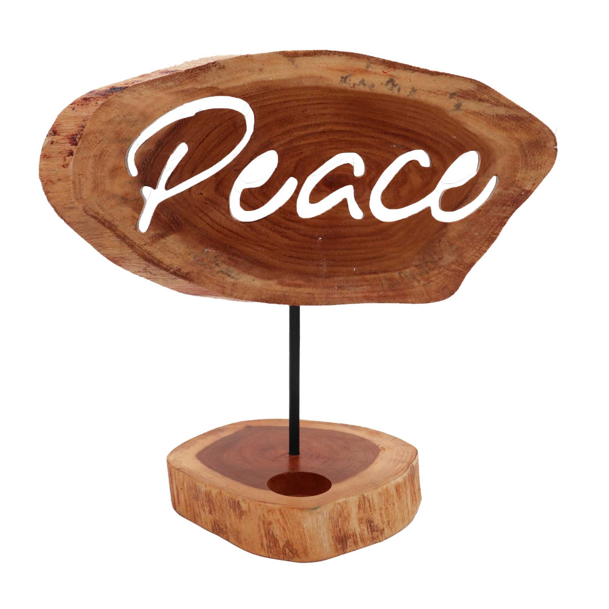 Wooden Tealight Peace Sign