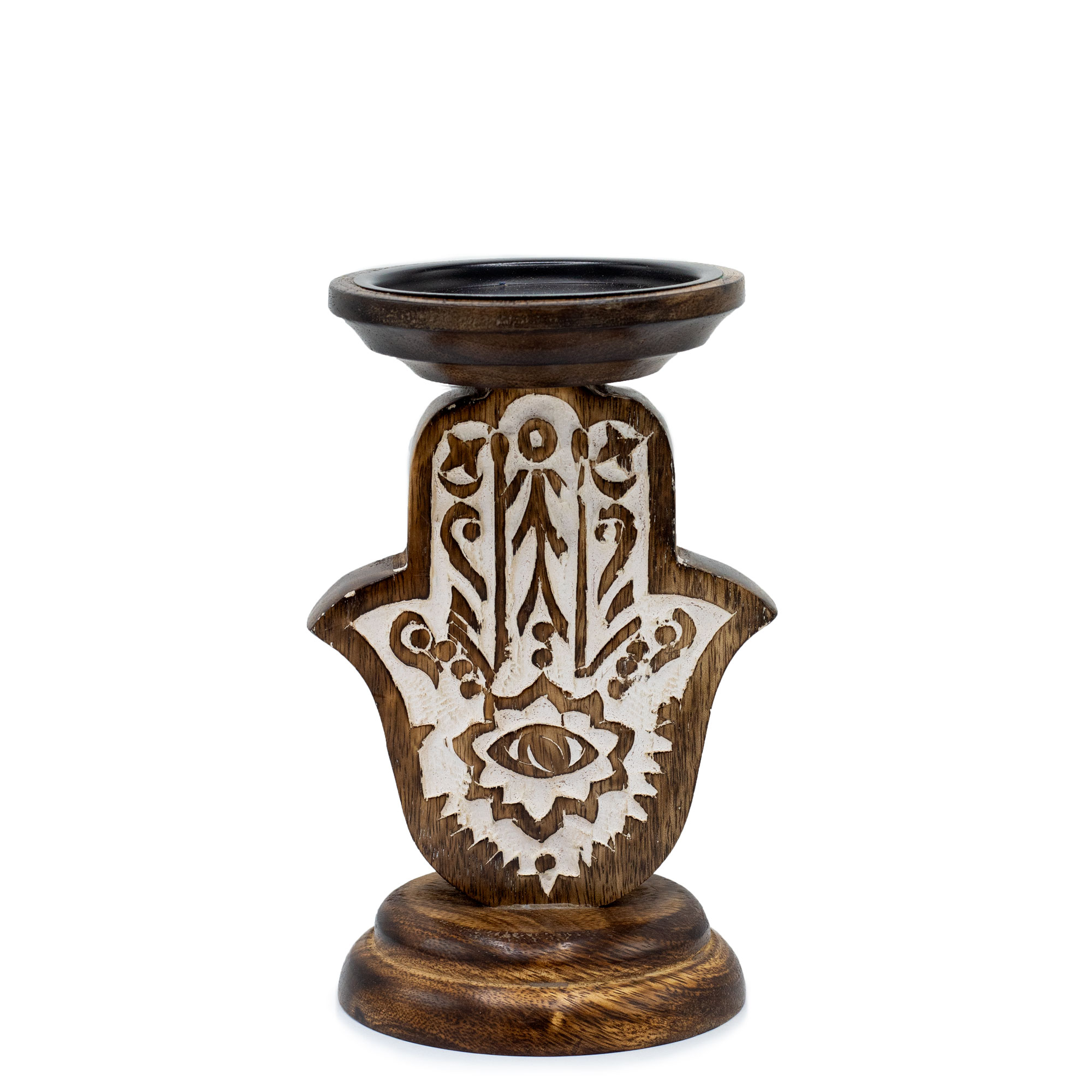 Hamsa Wooden Candle Holder