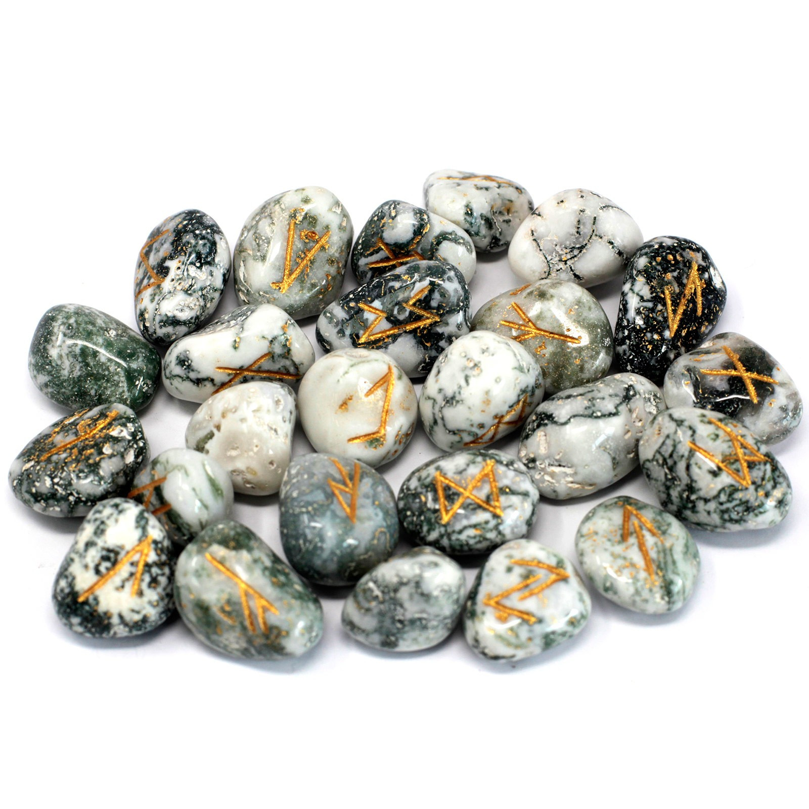 Tree Agate Runes Stones Set