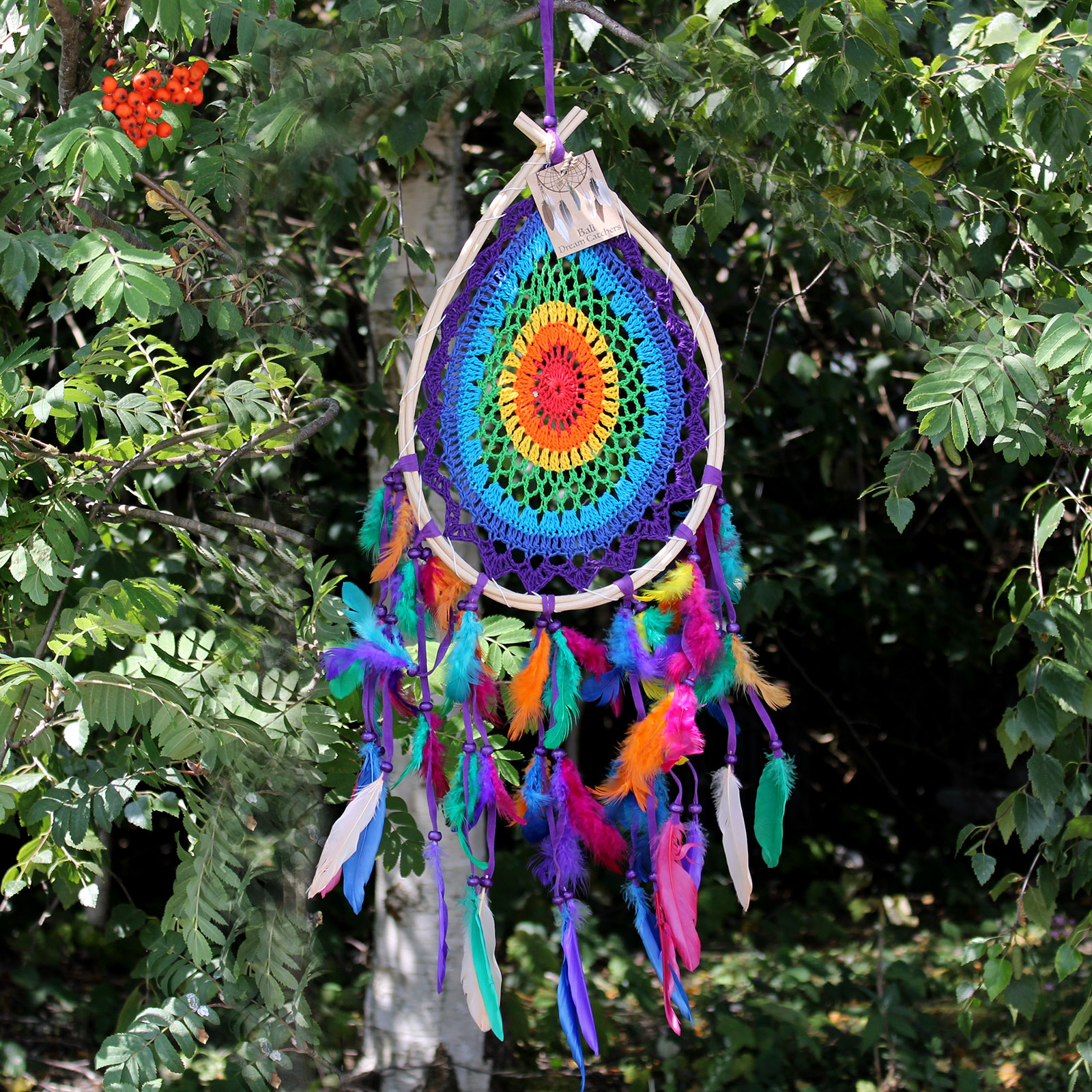 Bali Rainbow Tear Drop Dreamcatcher