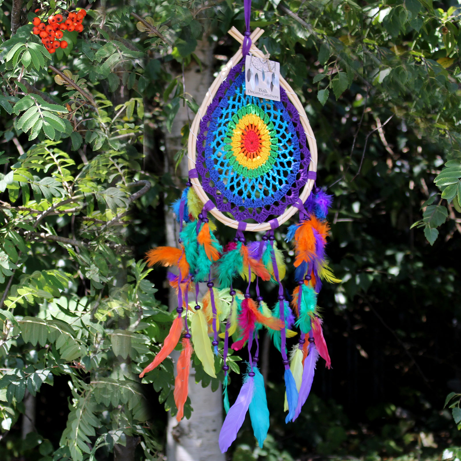 Bali Rainbow Tear Drop Dreamcatcher