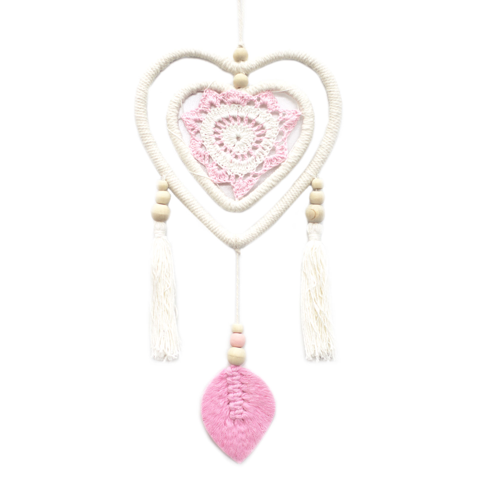 Medium Pink Heart Dream Catcher