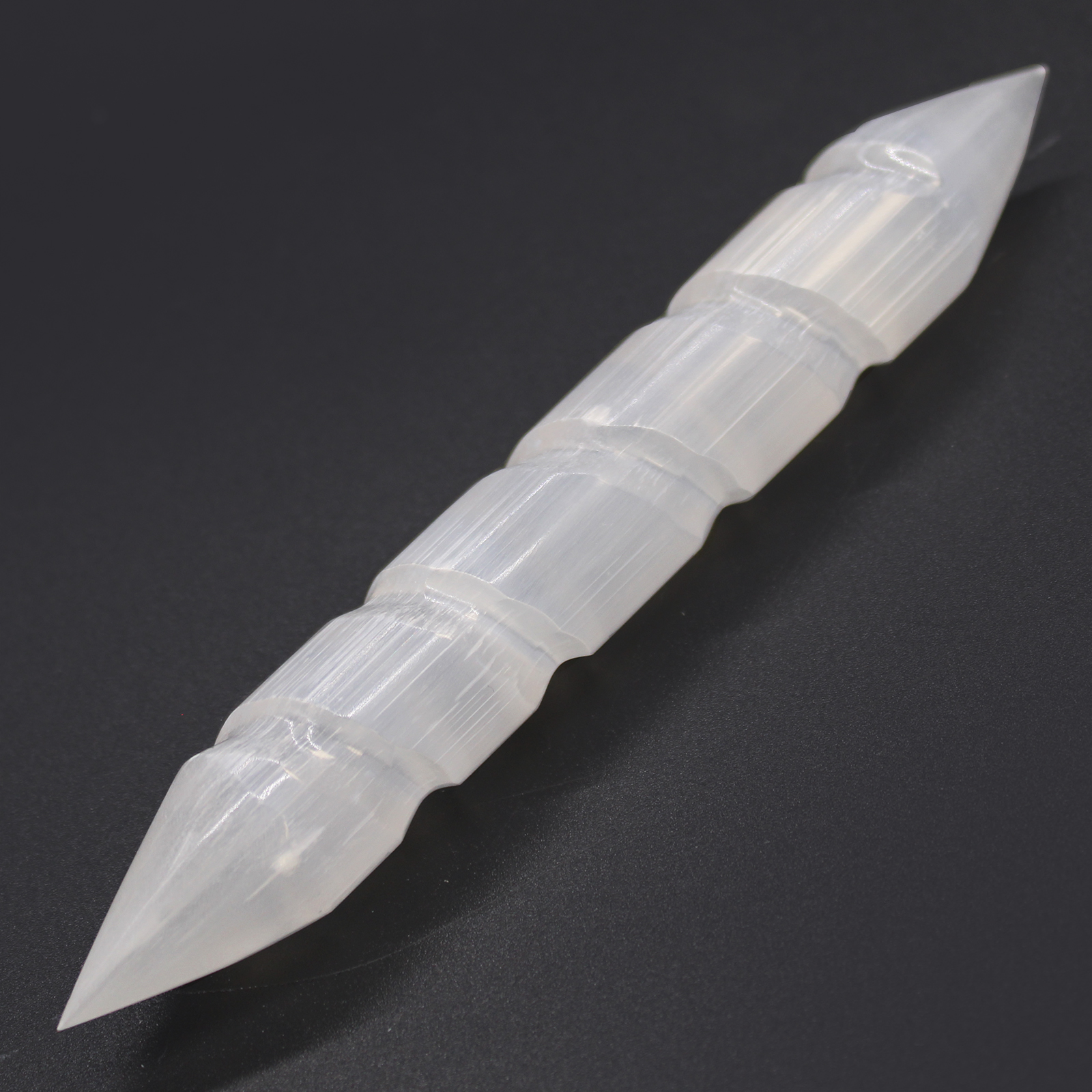 Selenite Double Point Spiral Wand
