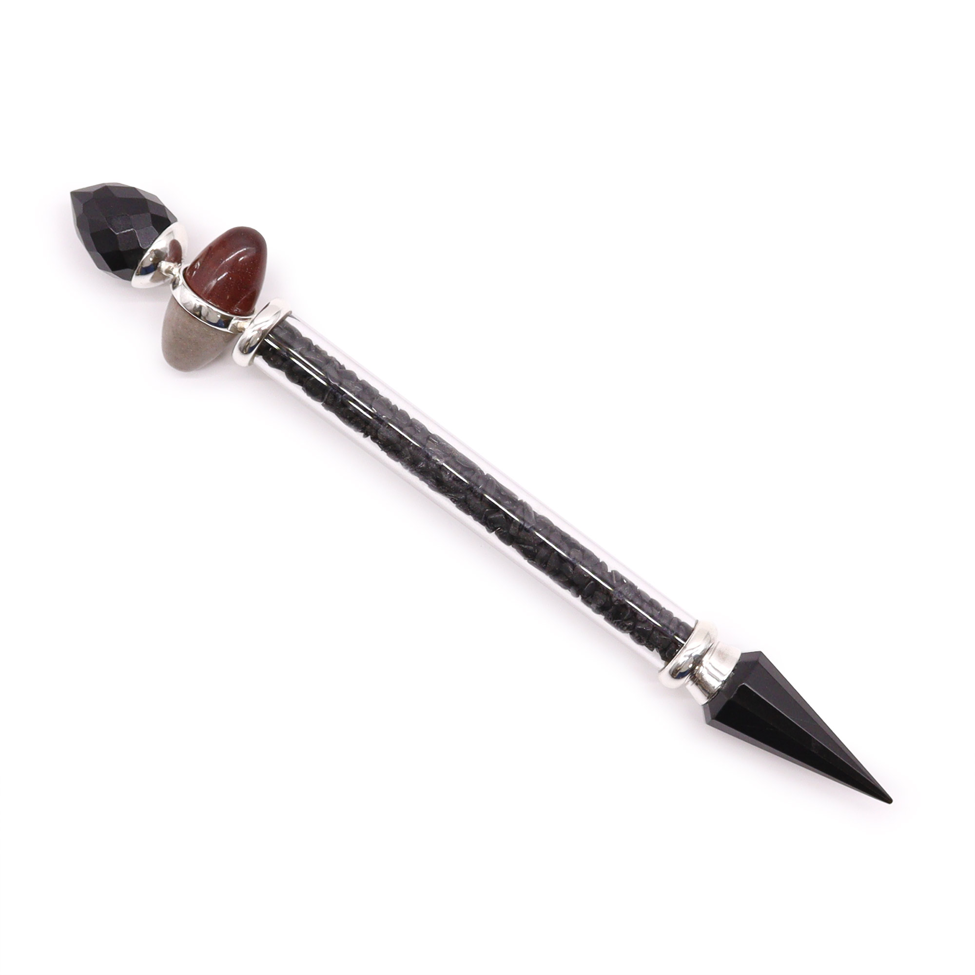 Black Tourmaline & Agate Shiva Lingam Magic Wand