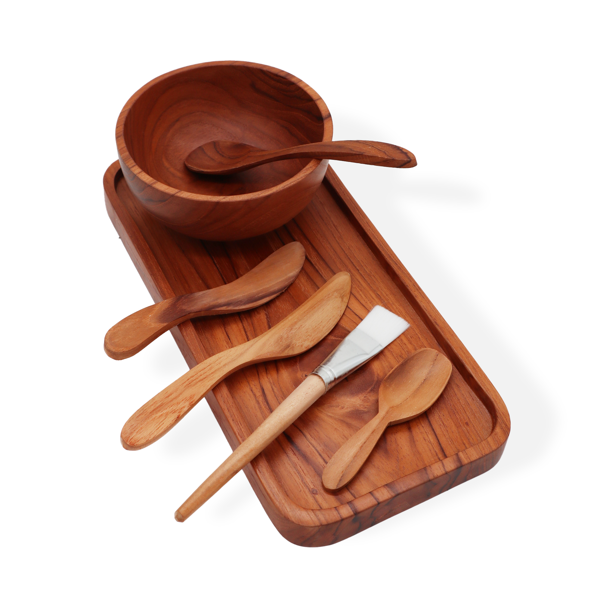 Wooden Spa Bowl and Brush Set