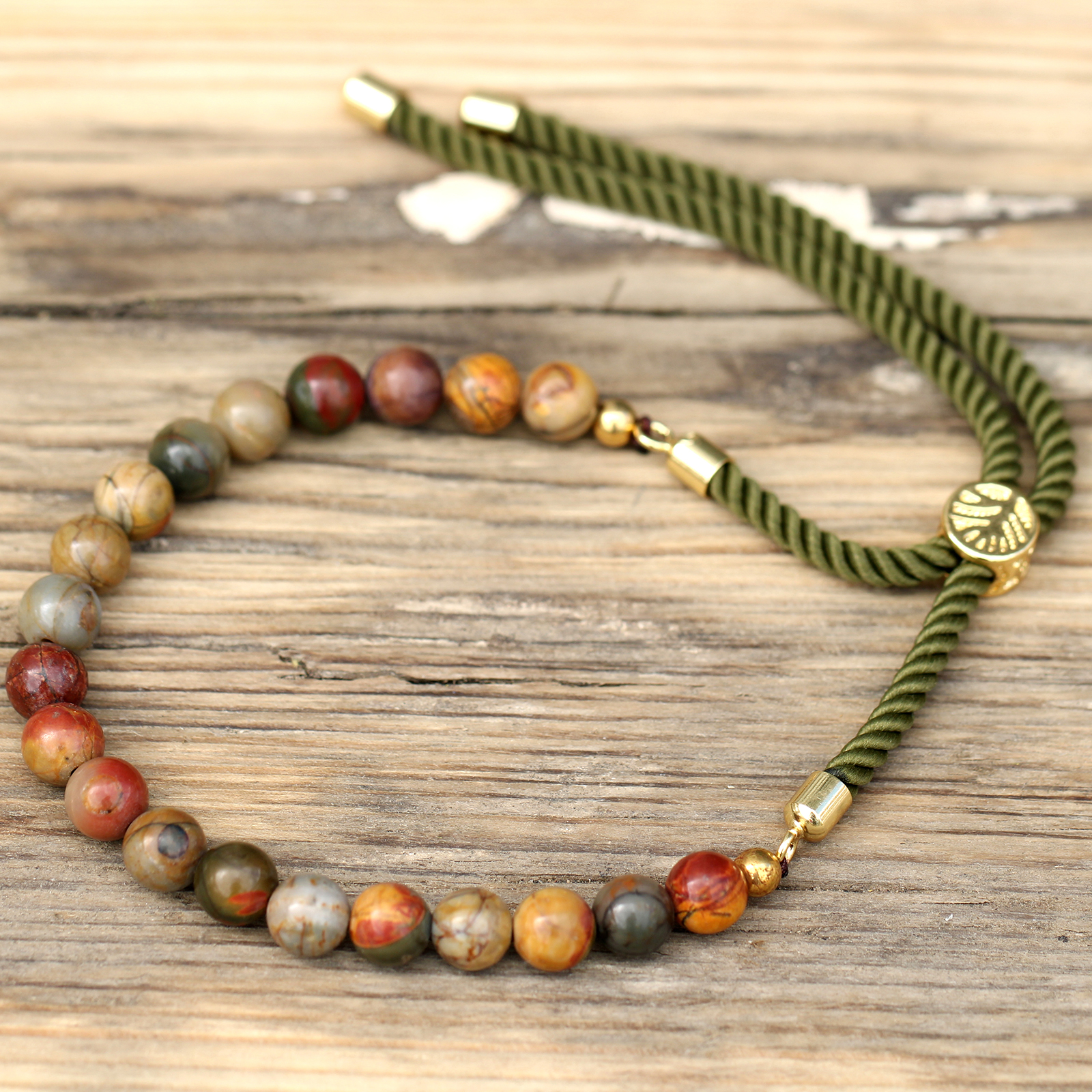 18K Gold Plated Picasso Jasper Bracelet