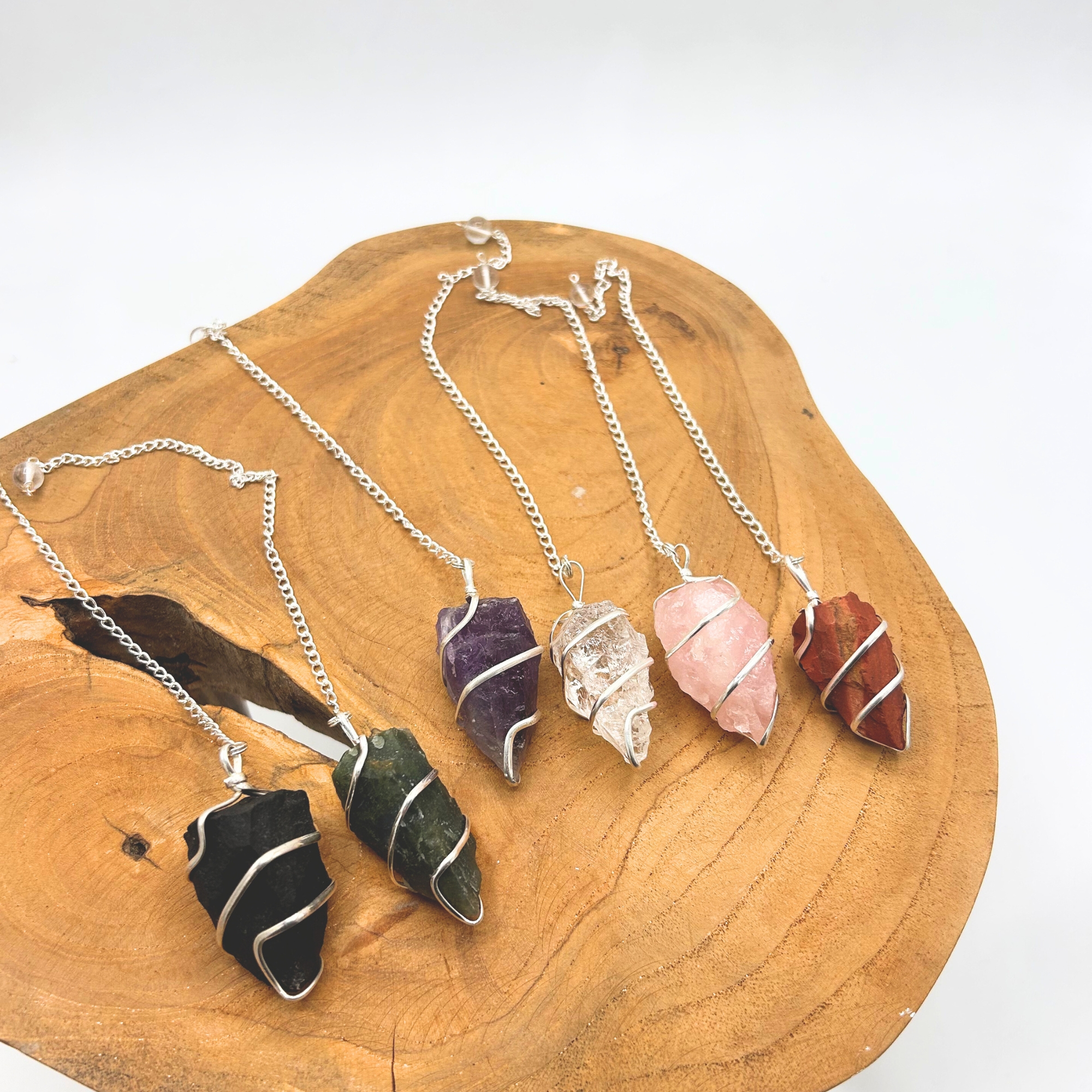 Raw Gemstone Pendulums