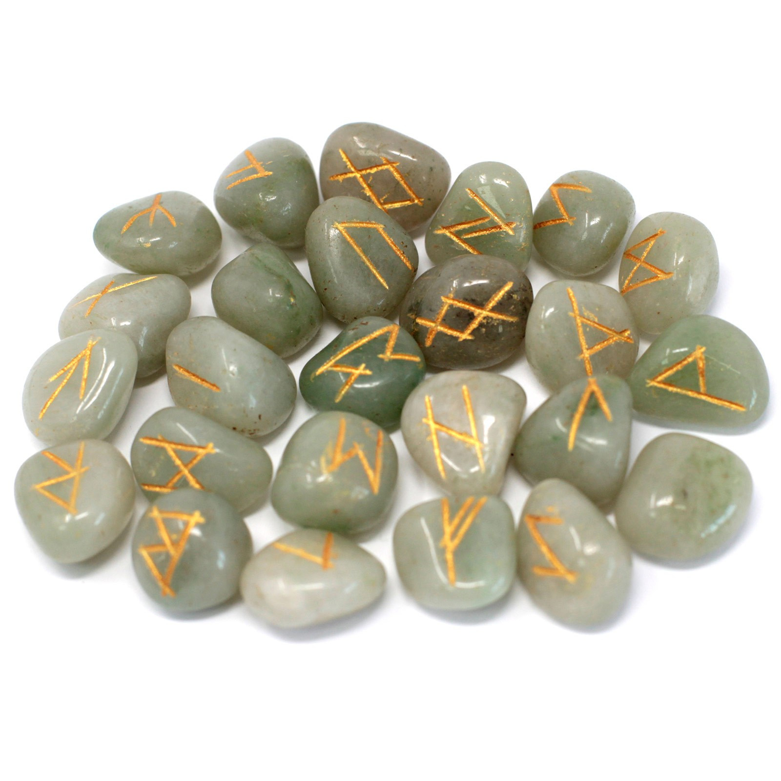 Green Aventurine Runes Stone Set
