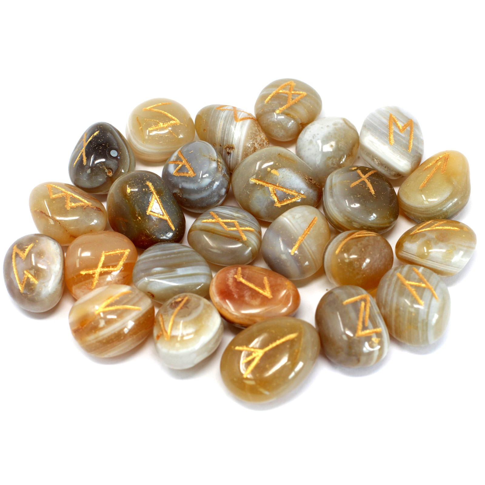 Banded Agate Runes Stones Set